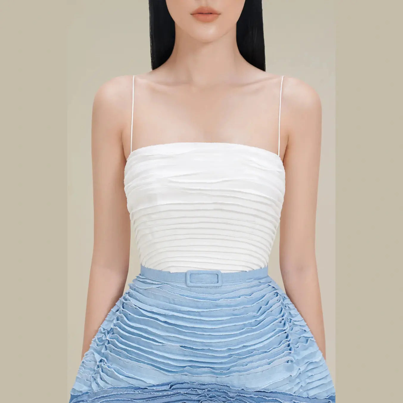 Women's Denim Midi Dress Blue Sleeveless Designer Cielie